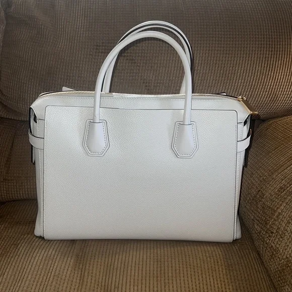 Michael Kors Cream Mercer Belted Medium Top Zip Satchel - Picture 4 of 8